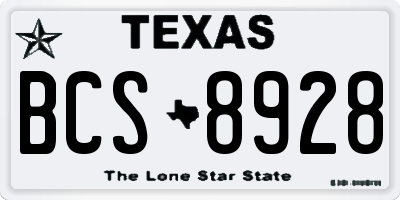 TX license plate BCS8928