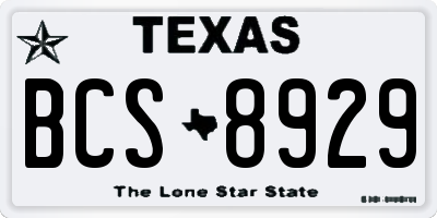 TX license plate BCS8929