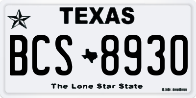 TX license plate BCS8930