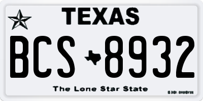 TX license plate BCS8932