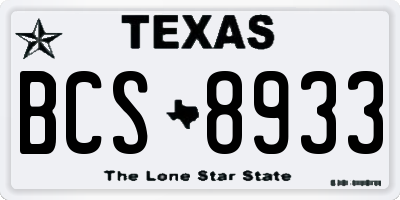 TX license plate BCS8933