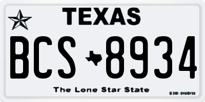 TX license plate BCS8934