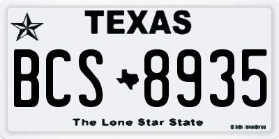 TX license plate BCS8935