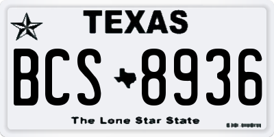 TX license plate BCS8936