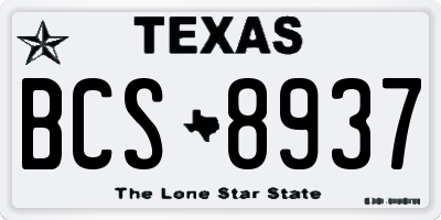 TX license plate BCS8937