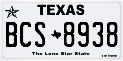 TX license plate BCS8938