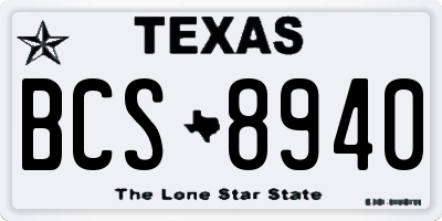 TX license plate BCS8940