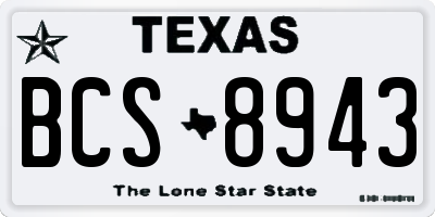TX license plate BCS8943