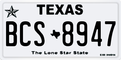 TX license plate BCS8947