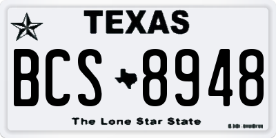 TX license plate BCS8948