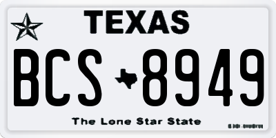 TX license plate BCS8949