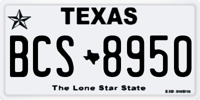 TX license plate BCS8950