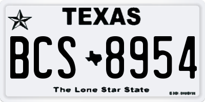 TX license plate BCS8954