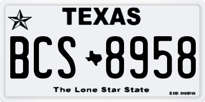 TX license plate BCS8958