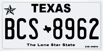 TX license plate BCS8962