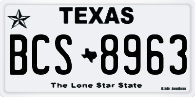 TX license plate BCS8963