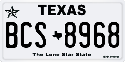 TX license plate BCS8968