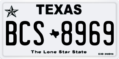 TX license plate BCS8969