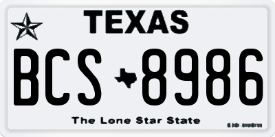 TX license plate BCS8986