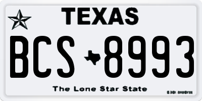 TX license plate BCS8993