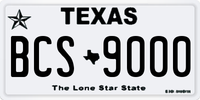 TX license plate BCS9000
