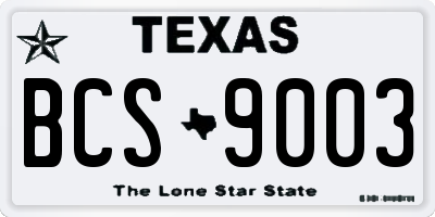 TX license plate BCS9003