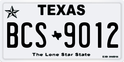 TX license plate BCS9012