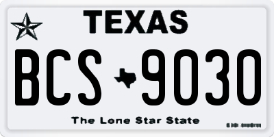 TX license plate BCS9030