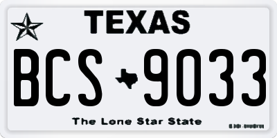 TX license plate BCS9033