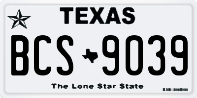 TX license plate BCS9039