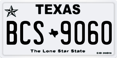 TX license plate BCS9060