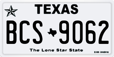 TX license plate BCS9062