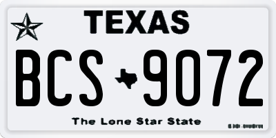 TX license plate BCS9072
