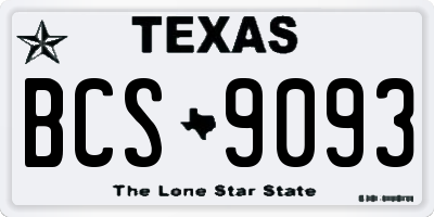TX license plate BCS9093