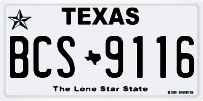 TX license plate BCS9116