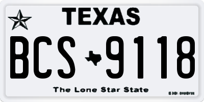 TX license plate BCS9118