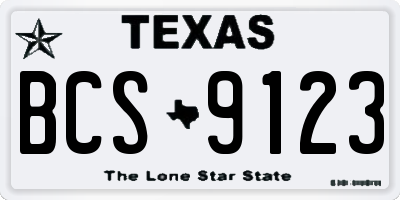 TX license plate BCS9123