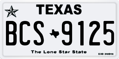 TX license plate BCS9125