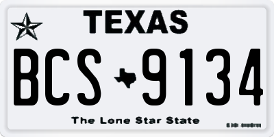 TX license plate BCS9134