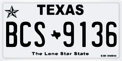 TX license plate BCS9136