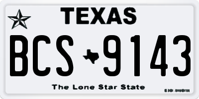 TX license plate BCS9143