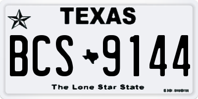 TX license plate BCS9144