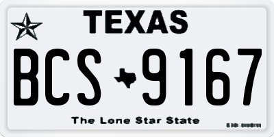 TX license plate BCS9167