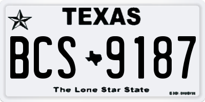 TX license plate BCS9187