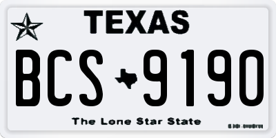 TX license plate BCS9190