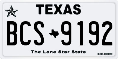 TX license plate BCS9192