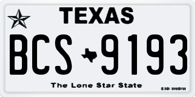 TX license plate BCS9193