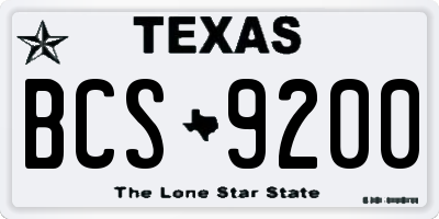 TX license plate BCS9200