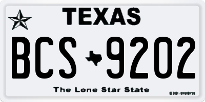 TX license plate BCS9202