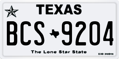 TX license plate BCS9204
